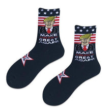 将图片加载到图库查看器，Election Spoof Funny President Donald Trump Socks With 3D Fake Hair Funny Crew Socks Unisex Compression Socks Streetwear Hip Hop Style Socks For Men And Women
