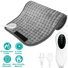 Load image into Gallery viewer, Electric Heating Pad for Back Abdomen Shoulder with 10 Adjustable Temperature Smart Timer Setting
