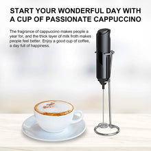 Load image into Gallery viewer, Electric Milk Frother Handheld with Stainless Steel Stand

