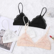 Load image into Gallery viewer, Elegance Lace Thin Triangle Bra For Women Wireless Lingerie Transparent Solid White/Black
