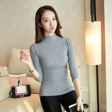 Load image into Gallery viewer, Elegance Solid White and Black Tops,Sweaters Winter Long Sleeve Turtleneck Pullovers Women's Sweaters Female Clothing
