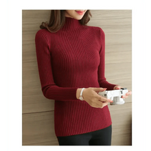 Load image into Gallery viewer, Elegance Solid White and Black Tops,Sweaters Winter Long Sleeve Turtleneck Pullovers Women's Sweaters Female Clothing
