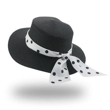Load image into Gallery viewer, Elegant Adult Bucket Hat Beach Summer Straw Hats for Women Beach Sun Straw Hat Wide Luxury Comfortable Hat  Flat Top Ribbon Bowknot Elegant Luxury Women Summer Hat 56-58cm
