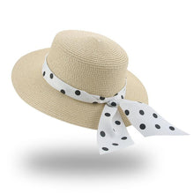 Load image into Gallery viewer, Elegant Adult Bucket Hat Beach Summer Straw Hats for Women Beach Sun Straw Hat Wide Luxury Comfortable Hat  Flat Top Ribbon Bowknot Elegant Luxury Women Summer Hat 56-58cm
