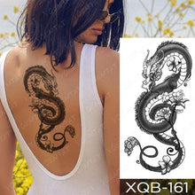 将图片加载到图库查看器，Elegant Black Waterproof Temporary Tattoo Sticker Lion Tiger Bear Flash Tattoos Leopard Wolf Colorful Big Tattoo Stickers For Mens Womens
