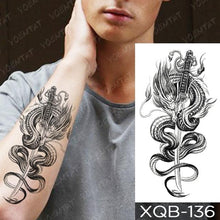 将图片加载到图库查看器，Elegant Black Waterproof Temporary Tattoo Sticker Lion Tiger Bear Flash Tattoos Leopard Wolf Colorful Big Tattoo Stickers For Mens Womens
