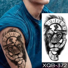 将图片加载到图库查看器，Elegant Black Waterproof Temporary Tattoo Sticker Lion Tiger Bear Flash Tattoos Leopard Wolf Colorful Big Tattoo Stickers For Mens Womens
