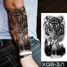 将图片加载到图库查看器，Elegant Black Waterproof Temporary Tattoo Sticker Lion Tiger Bear Flash Tattoos Leopard Wolf Colorful Big Tattoo Stickers For Mens Womens
