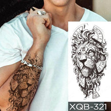 将图片加载到图库查看器，Elegant Black Waterproof Temporary Tattoo Sticker Lion Tiger Bear Flash Tattoos Leopard Wolf Colorful Big Tattoo Stickers For Mens Womens
