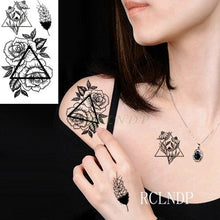 Load image into Gallery viewer, Elegant Black Waterproof Temporary Tattoo Stickers Moon Hill Modern Body Art Stickers Hand Foot High Quality For Womens
