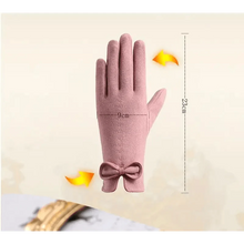 Load image into Gallery viewer, Elegant Black Winter Women Outdoor Warm One Size Gloves Fashionable Cute Bow Style Casual Gloves For Women
