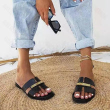 Load image into Gallery viewer, Elegant Black Women Chain Flip Flops Luxury Design  Sandal Women Outdoor Slippers Casual Style Sandals
