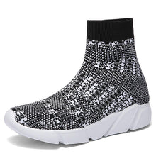 Load image into Gallery viewer, Elegant Black Womens Socks Sneakers Trainers Women Slip-on Stretch Black Sneakers Lightweight Breathable Walking Shoes Running Shoes Mesh Workout Casual Sports Sneakers
