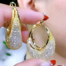 Load image into Gallery viewer, Elegant Crescent Mesh Hoop Earrings with Sparkling Cubic Zirconia
