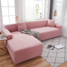 将图片加载到图库查看器，Elegant Elastic Sofa Covers Set for Living Room Chaise Lounge L Shape Corner Stretch Couch Armchair Slipcover Furniture Protector Shaped Sofa Cover Sectional Couch Cover for Living Room Fabric Chaise Lounge Slipcover
