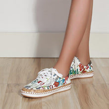 Load image into Gallery viewer, Elegant Floral Womens Sneakers Printed Lace Up Flat Shoes Fashion Round Toe Shoes Women Casual Sneakers Comfortable Tennis Shoes For Walking
