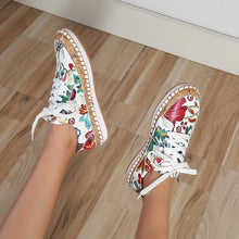 Load image into Gallery viewer, Elegant Floral Womens Sneakers Printed Lace Up Flat Shoes Fashion Round Toe Shoes Women Casual Sneakers Comfortable Tennis Shoes For Walking
