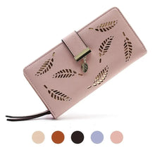 Load image into Gallery viewer, Elegant Leaf Zipper PU Leather Women Wallet Retro Card Holder Modern Design Wallet Excellent Gift
