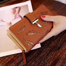 Load image into Gallery viewer, Elegant Leaf Zipper PU Leather Women Wallet Retro Card Holder Modern Design Wallet Excellent Gift
