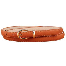 Load image into Gallery viewer, Elegant Leather Adjustable Thin Belt For Women Unique Black Design Ladies Belt High Quality Charming Waistbands For Dress
