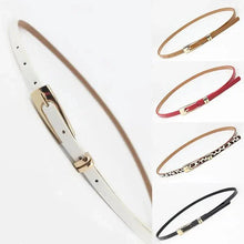 Load image into Gallery viewer, Elegant Leather Adjustable Thin Belt For Women Unique Black Design Ladies Belt High Quality Charming Waistbands For Dress
