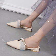 Load image into Gallery viewer, Elegant Low Heel Women Summer Pointed-Toe Slippers Slip On Office Shoes Luxury Women Slip On Comfortable Pointed Toe Womens Loafers Backless Low Heel Slide Slippers
