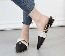 Load image into Gallery viewer, Elegant Low Heel Women Summer Pointed-Toe Slippers Slip On Office Shoes Luxury Women Slip On Comfortable Pointed Toe Womens Loafers Backless Low Heel Slide Slippers
