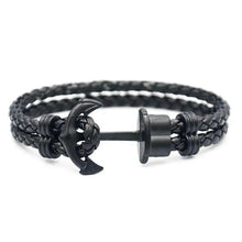 Load image into Gallery viewer, Elegant Modern Handmade Stainless Steel Men Anchor Bracelet made of Nylon in Navy Blue Color For Man
