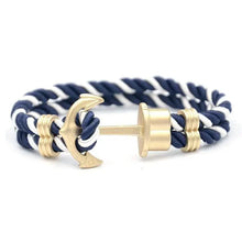 Load image into Gallery viewer, Elegant Modern Handmade Stainless Steel Men Anchor Bracelet made of Nylon in Navy Blue Color For Man
