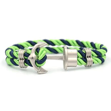 Load image into Gallery viewer, Elegant Modern Handmade Stainless Steel Men Anchor Bracelet made of Nylon in Navy Blue Color For Man
