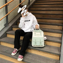 Load image into Gallery viewer, Elegant Nylon Candy Color Waterproof School Bags for Teenagers Girls And Women Nice Patchwork On Backpack For Female
