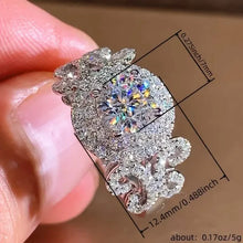 Load image into Gallery viewer, Elegant Promise Ring Trendy Halo Design Silver Plated Paved Shining Rhinestone Engagement/ Wedding Ring

