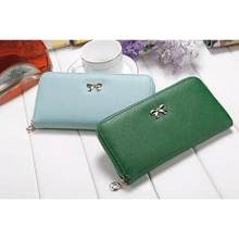Load image into Gallery viewer, Elegant PU Leather Pink Bowknot Women Long Wallet Fashion Color Purse Phone Card Holder Women Trendy Large Capacity Long Purse
