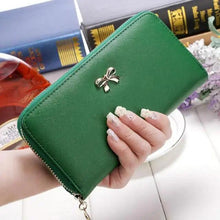 Load image into Gallery viewer, Elegant PU Leather Pink Bowknot Women Long Wallet Fashion Color Purse Phone Card Holder Women Trendy Large Capacity Long Purse
