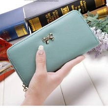 Load image into Gallery viewer, Elegant PU Leather Pink Bowknot Women Long Wallet Fashion Color Purse Phone Card Holder Women Trendy Large Capacity Long Purse
