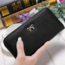 Load image into Gallery viewer, Elegant PU Leather Pink Bowknot Women Long Wallet Fashion Color Purse Phone Card Holder Women Trendy Large Capacity Long Purse
