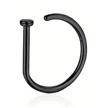 将图片加载到图库查看器，Elegant Punk-Style Stainless Steel Nose Rings - Clip-On Non-Piercing Design
