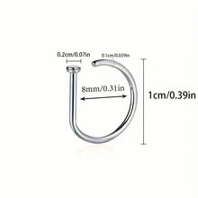 将图片加载到图库查看器，Elegant Punk-Style Stainless Steel Nose Rings - Clip-On Non-Piercing Design
