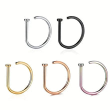 将图片加载到图库查看器，Elegant Punk-Style Stainless Steel Nose Rings - Clip-On Non-Piercing Design
