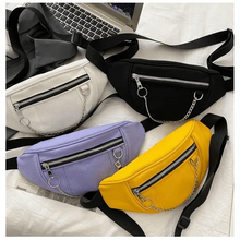 将图片加载到图库查看器，Elegant Purple Ladies Chain Waist Bag Canvas Fanny Pack Luxury Outdoor Chest Bag Phone Purse For Everyday Use
