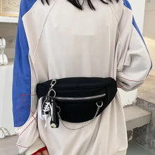 将图片加载到图库查看器，Elegant Purple Ladies Chain Waist Bag Canvas Fanny Pack Luxury Outdoor Chest Bag Phone Purse For Everyday Use
