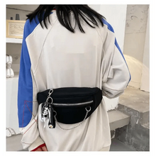 将图片加载到图库查看器，Elegant Purple Ladies Chain Waist Bag Canvas Fanny Pack Luxury Outdoor Chest Bag Phone Purse For Everyday Use
