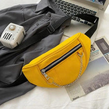 将图片加载到图库查看器，Elegant Purple Ladies Chain Waist Bag Canvas Fanny Pack Luxury Outdoor Chest Bag Phone Purse For Everyday Use
