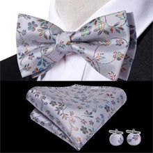 将图片加载到图库查看器，Elegant Silk Butterfly Business Bow Tie Pocket Square Cufflinks Set For Men Formal Wedding Bowtie Set For Office
