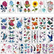 Load image into Gallery viewer, Elegant Sketches Black Flowers Body Tattoo Waterproof Temporary 3D Flowers Luxury Design For Womens
