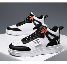 将图片加载到图库查看器，Elegant Sport Men's Sneaker Trend High Top Platform Shoes Spring Vulcanized Shoes Leather Casual Sport Fashion Flat Low Top Sneaker Lace-up Modern Design
