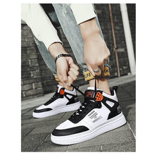 将图片加载到图库查看器，Elegant Sport Men's Sneaker Trend High Top Platform Shoes Spring Vulcanized Shoes Leather Casual Sport Fashion Flat Low Top Sneaker Lace-up Modern Design
