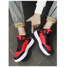 将图片加载到图库查看器，Elegant Sport Men's Sneaker Trend High Top Platform Shoes Spring Vulcanized Shoes Leather Casual Sport Fashion Flat Low Top Sneaker Lace-up Modern Design
