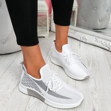 Load image into Gallery viewer, Elegant Sport Women's Vulcanized Female Lace Up Mesh Sneakers Round Toe Casual Walking Shoes Mesh Flat Anti-slip Women Breathable Mesh Fashion Sneakers
