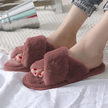 将图片加载到图库查看器，Elegant Warm Fluffy Slippers Women Faux Fur Indoor Floor Slides Flat Soft Furry Shoes Non Slip House Soft Plush Cozy House Shoes Furry Open Toe Indoor Outdoor Slip On Warm Winter Shoes
